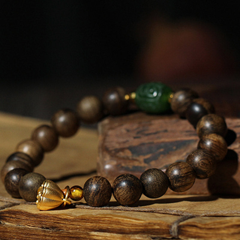 8mm Brunei Agarwood Lotus Peace & Strength Bracelet