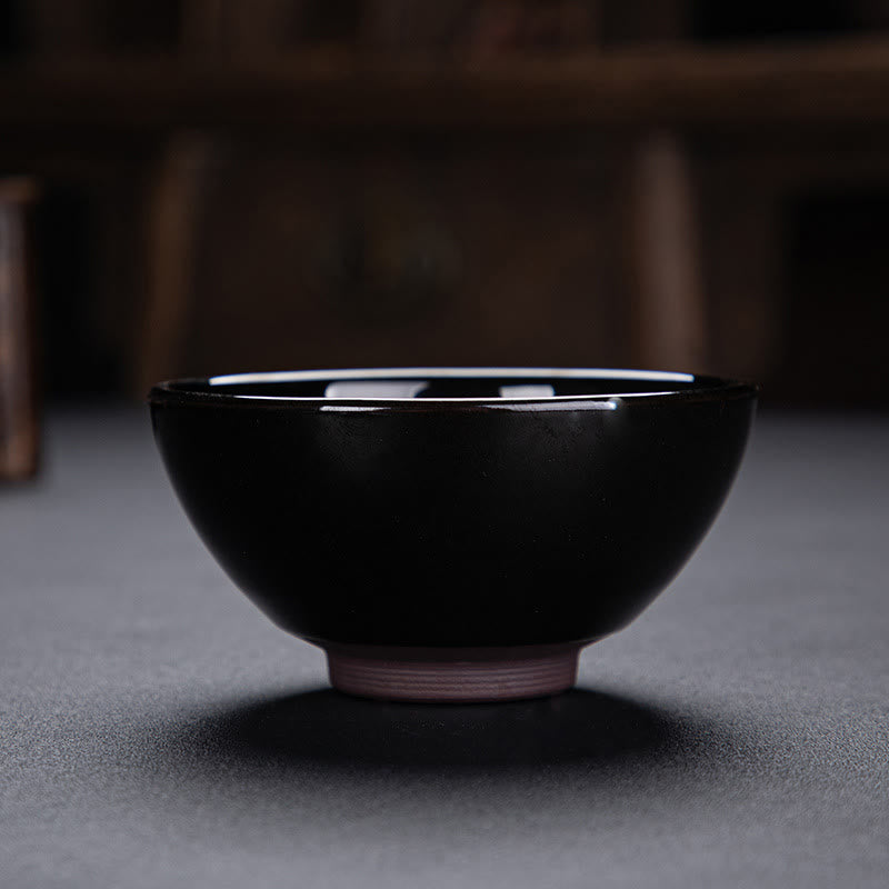 Gold Maple Leaf Jian Zhan Tenmoku Ceramic Teacup 120ml