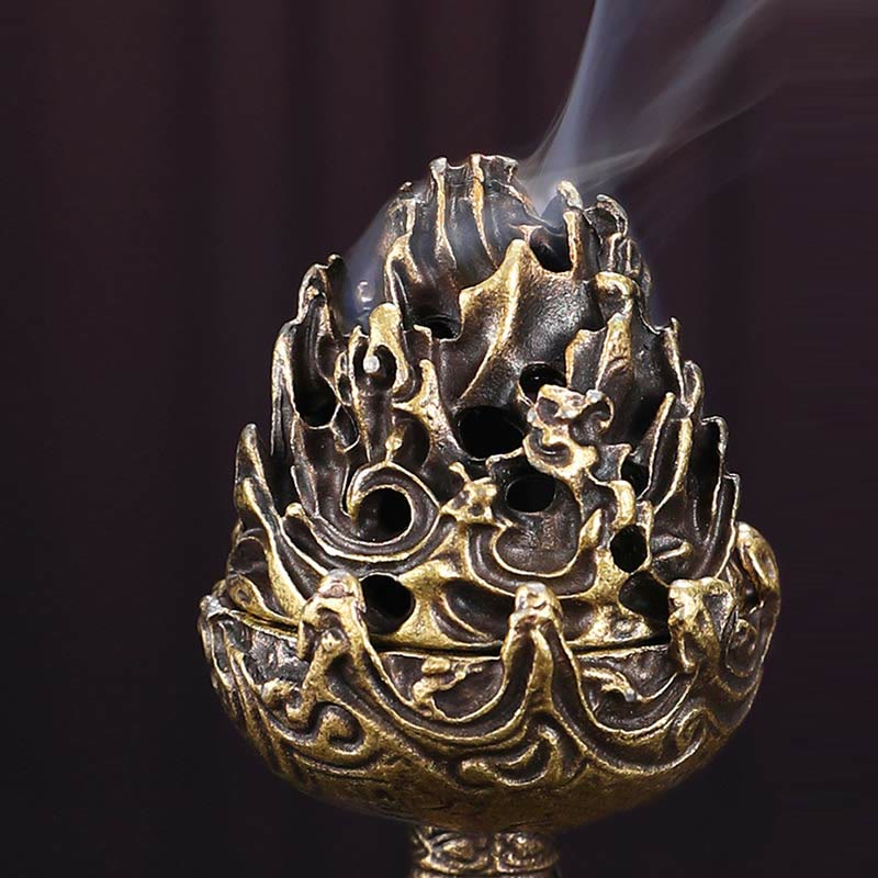 Copper Alloy Tibetan Incense Burner 4.5cm Mini Meditation