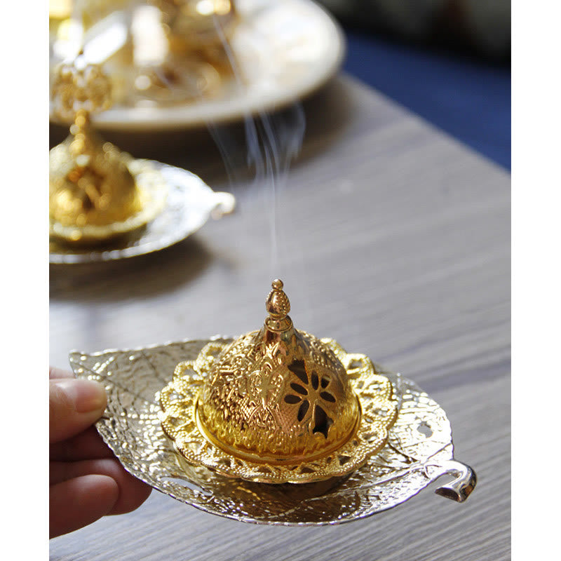 Tibetan Gold Leaf Incense Burner | Mini Meditation Coaster