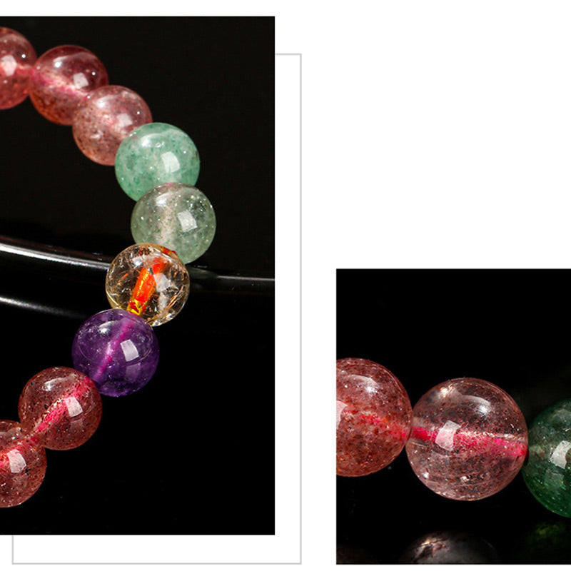 8mm Multicolored Strawberry Quartz Love Bracelet