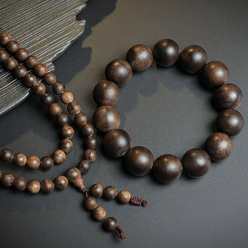 Agarwood 108 Wood Mala Beads Peace Strength Bracelet