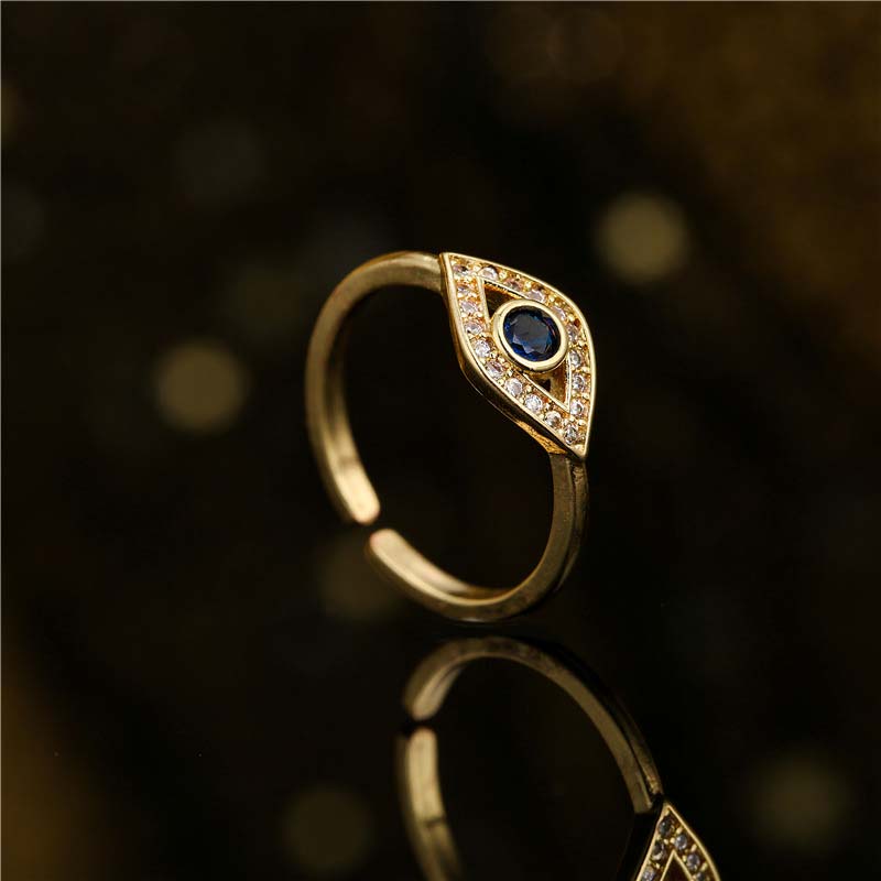 Adjustable Copper Evil Eye Protection Blessing Ring