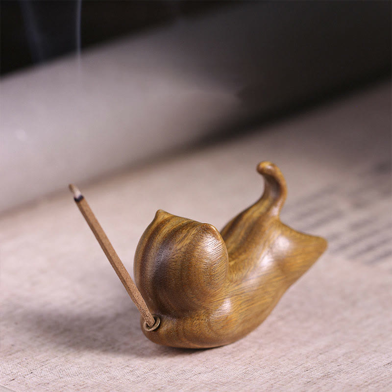 Green Sandalwood Cat Incense Burner 5.6cm Soothing Decoration
