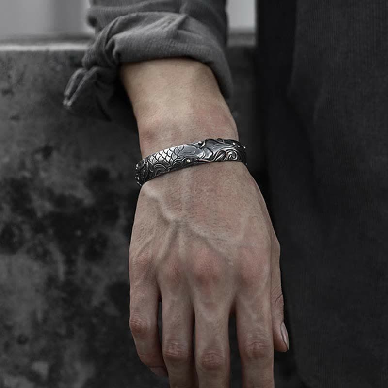 Koi Fish Bracelet in 999 Sterling Silver & 990 Gold for Luck