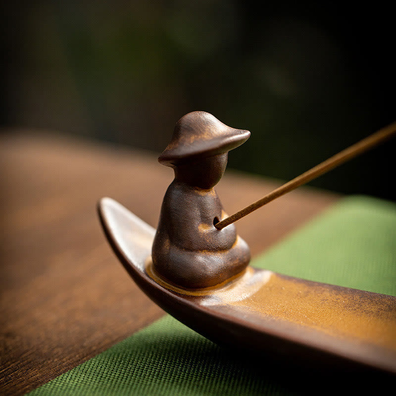 Ceramic Meditation Incense Burner | Lonely Fisherman Design