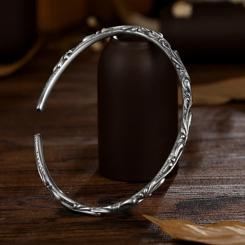 925 Sterling Silver Vine Engraved Protection Bracelet