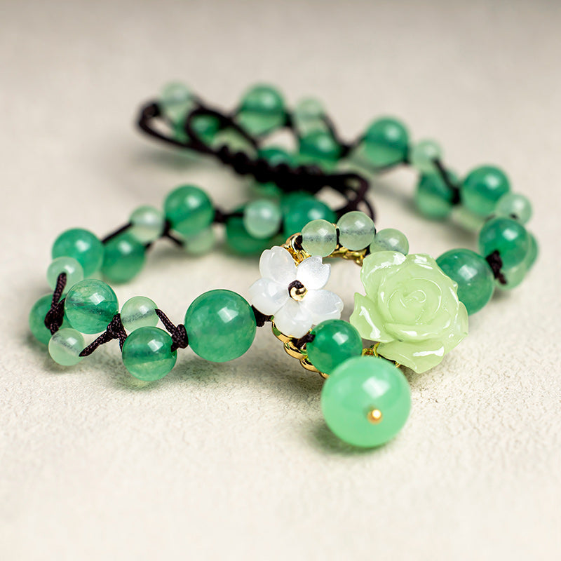 Adjustable Jade Braided Anklet for Prosperity and Abundance
