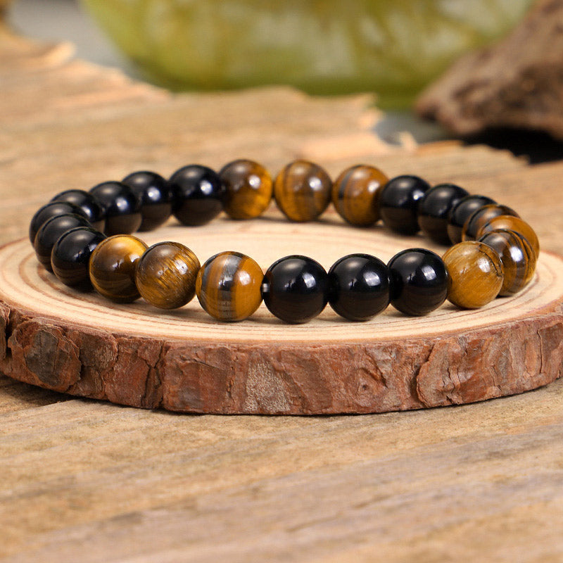 Black Onyx & Tiger Eye Protection Gemstone Mala Set