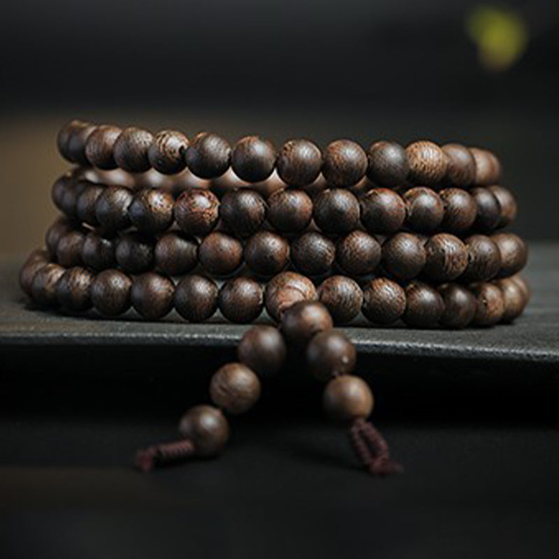 Agarwood 108 Wood Mala Beads Peace Strength Bracelet