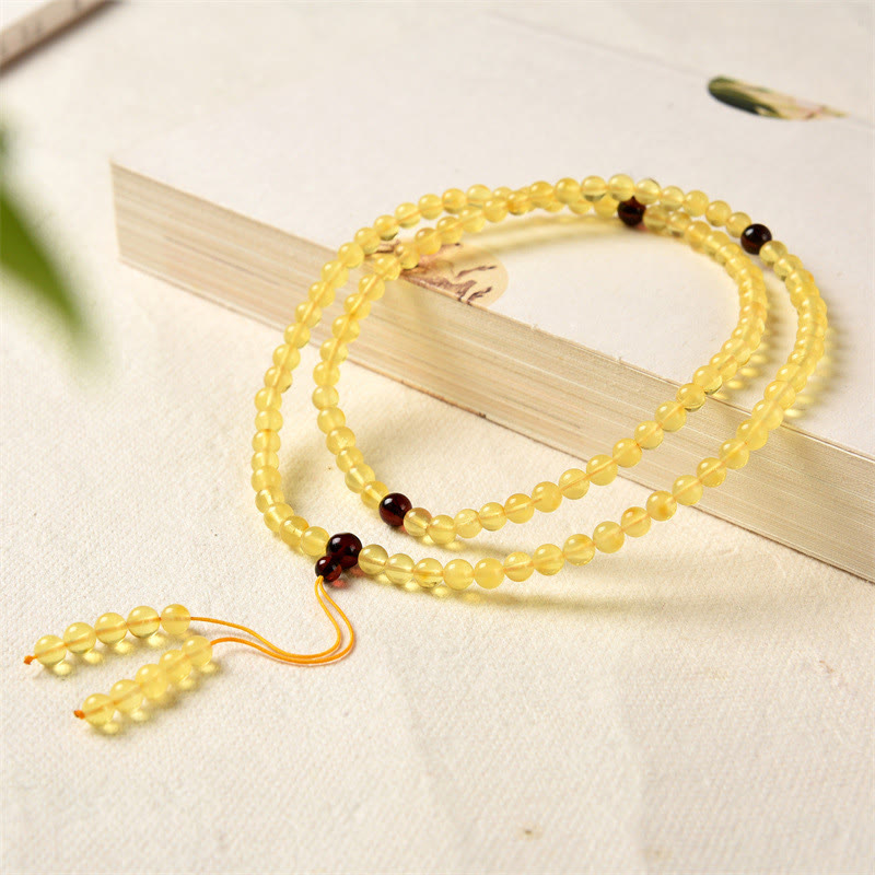 108 Beads Amber Gemstone Mala Bracelet for Anxiety Relief