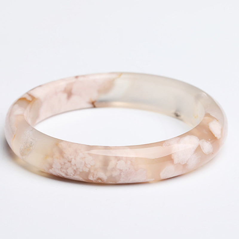 Natural Sakura Agate Peace Bracelet Bangle 55mm