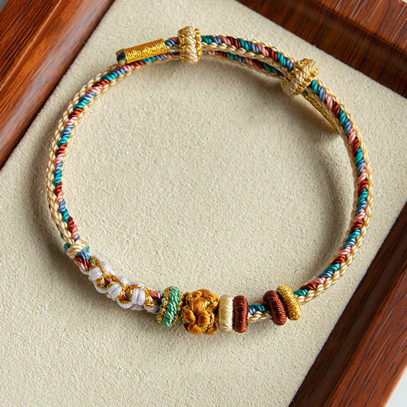 Handmade Dunhuang Peach Blossom Pattern Red String Bracelet