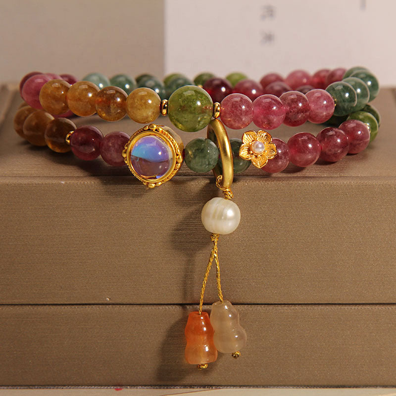 Double Wrap Multicolored Tourmaline Bracelet for Protection