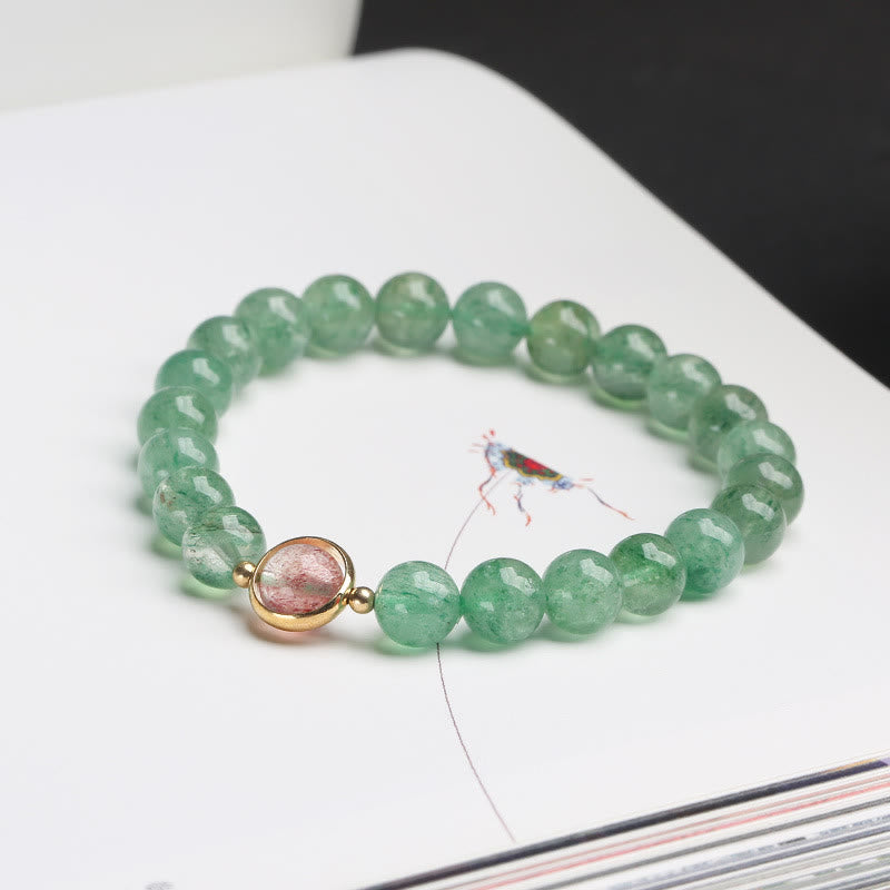 7.5mm Green Strawberry Quartz Soothing Beaded Bracelet