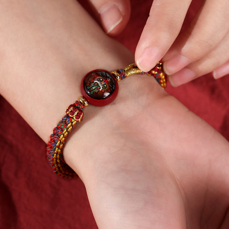 Colorful Rope Cinnabar Thangka Blessing Bracelet