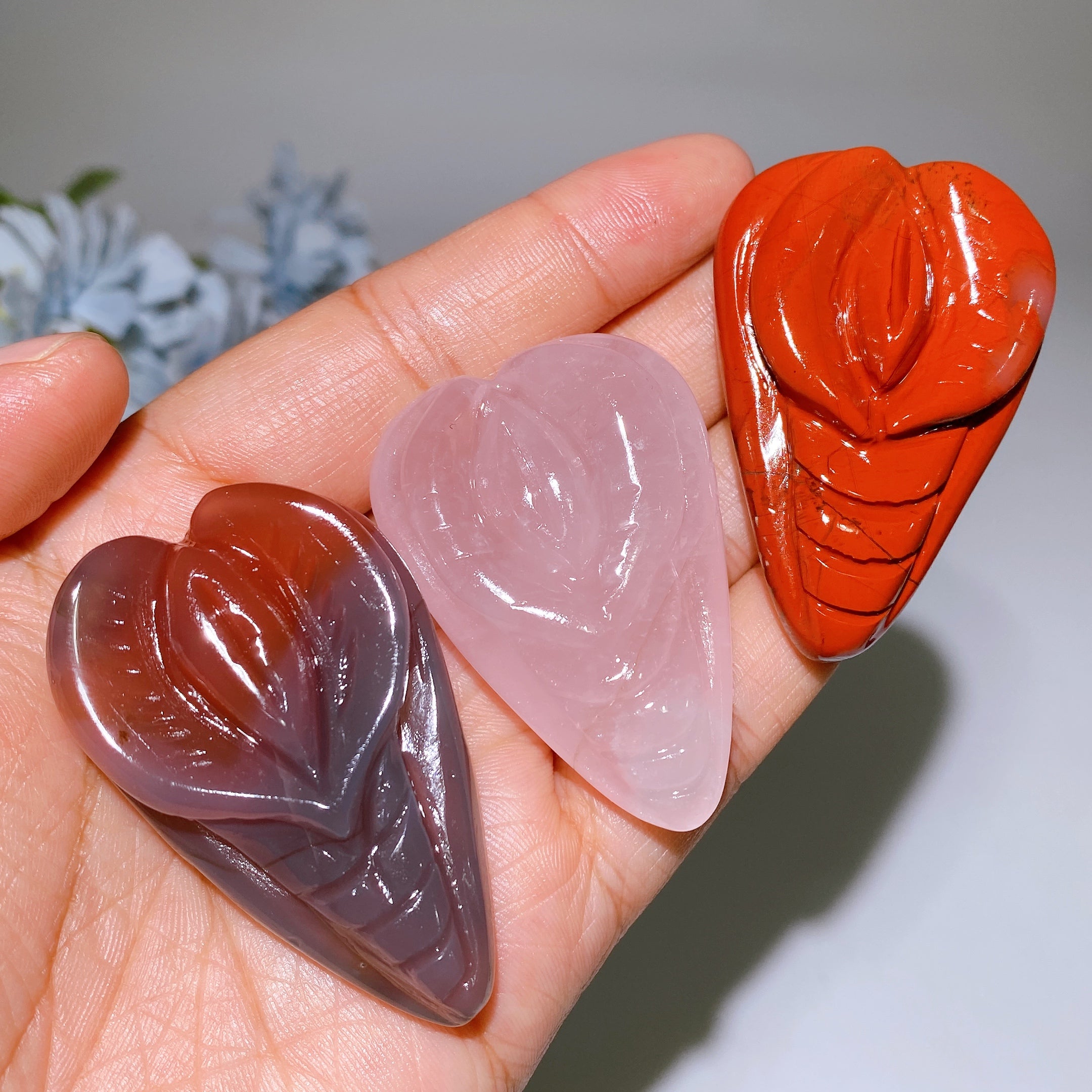 2.0-2.2" Crystal Heart Carvings for Healing and Meditation