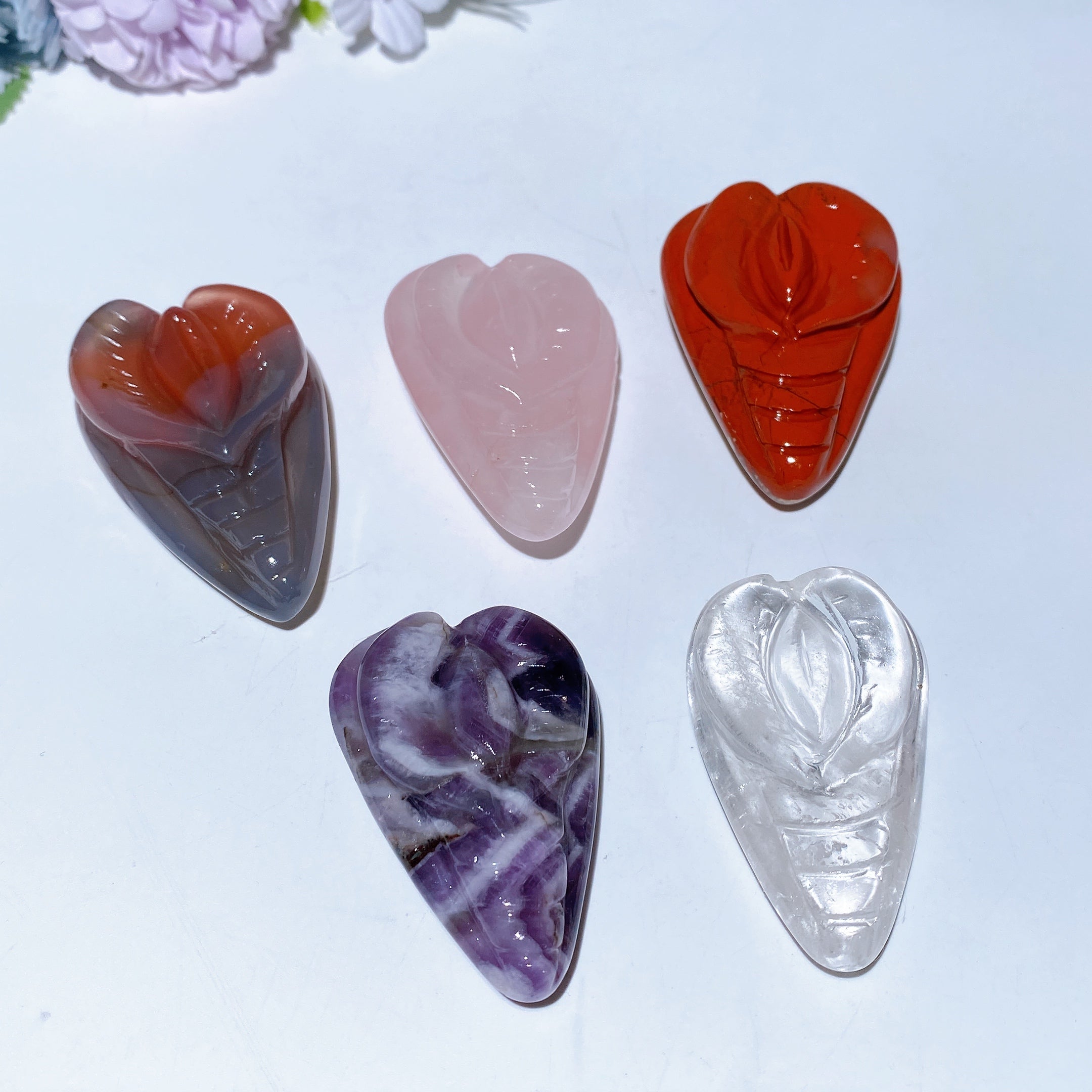2.0-2.2" Crystal Heart Carvings for Healing and Meditation