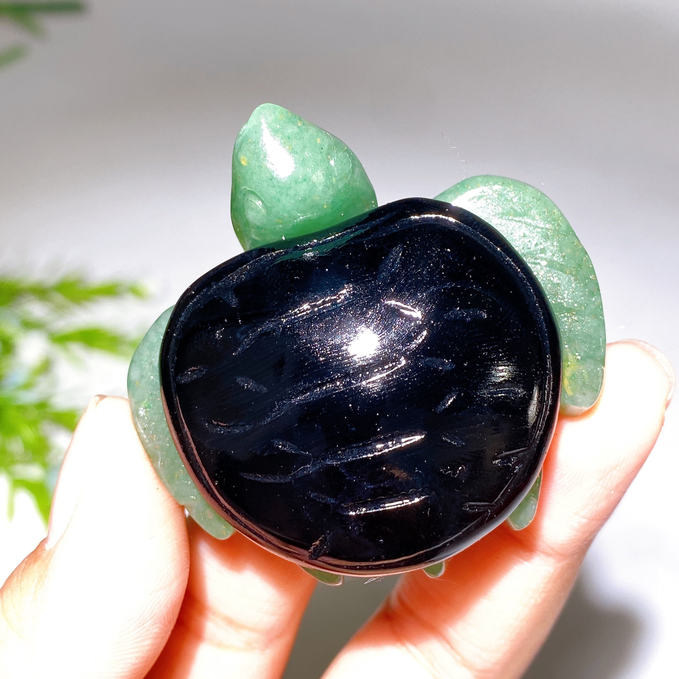 2.0-2.2" Crystal Turtle with Green Aventurine Base Healing Figurine