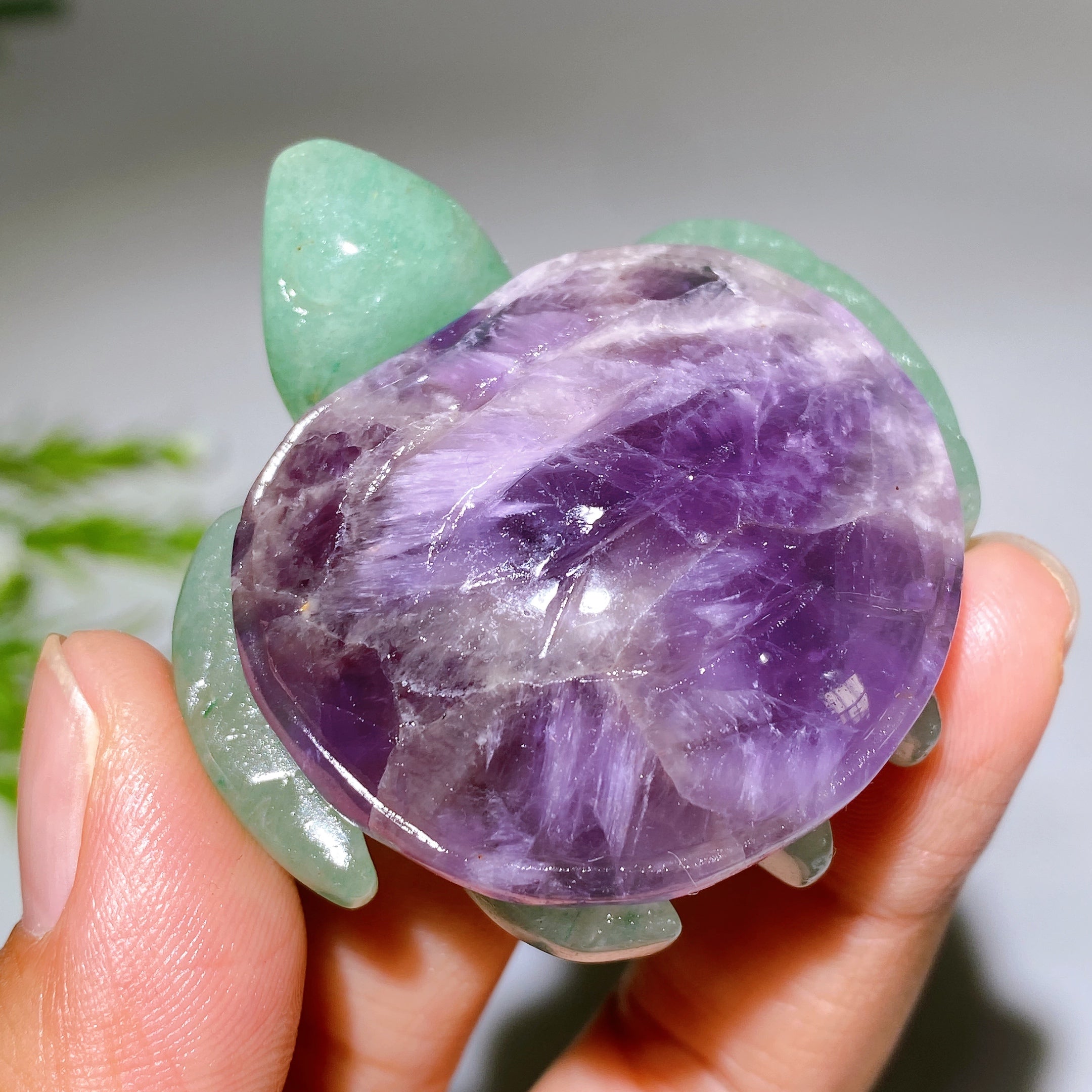 2.0-2.2" Crystal Turtle with Green Aventurine Base Healing Figurine