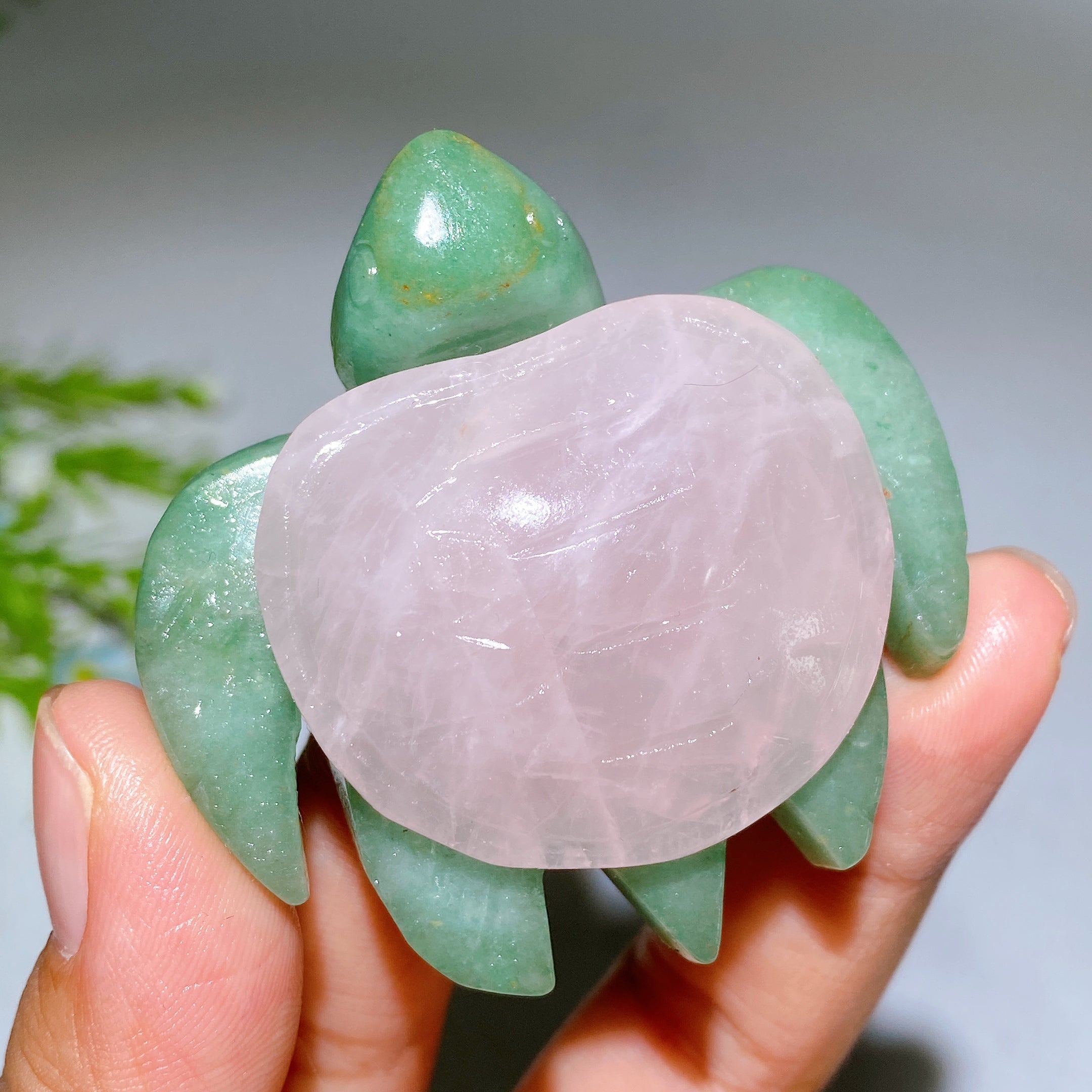 2.0-2.2" Crystal Turtle with Green Aventurine Base Healing Figurine
