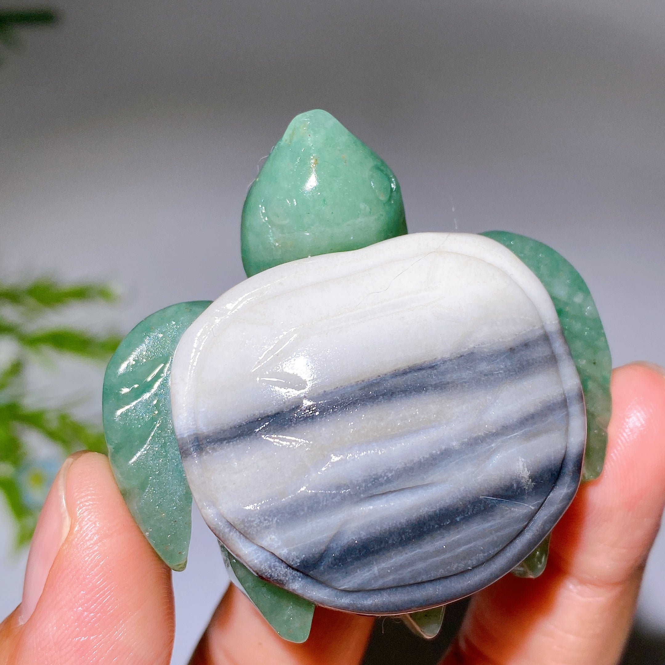 2.0-2.2" Crystal Turtle with Green Aventurine Base Healing Figurine