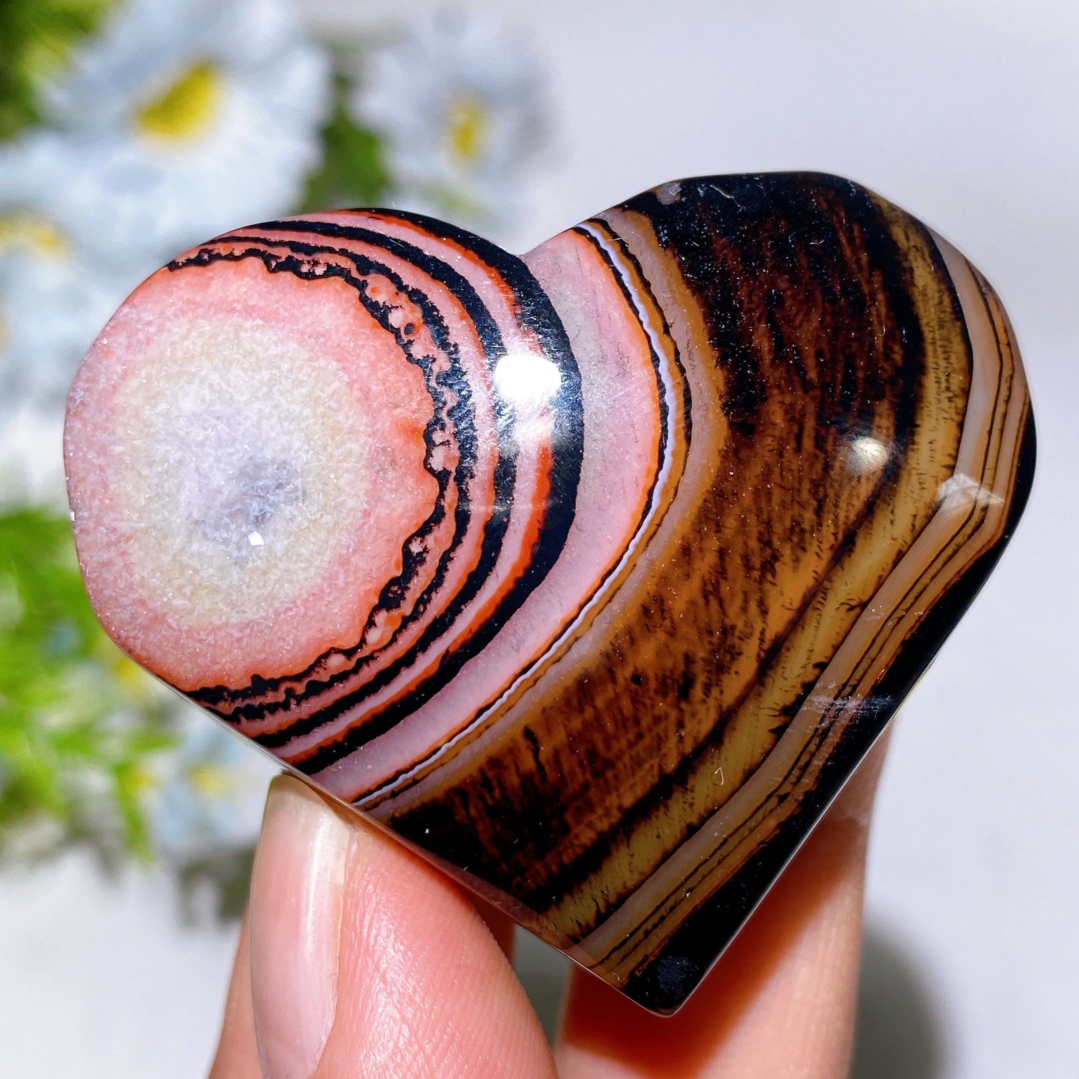 2.0-2.3 inch Black Sardonyx Crystal Heart for Healing