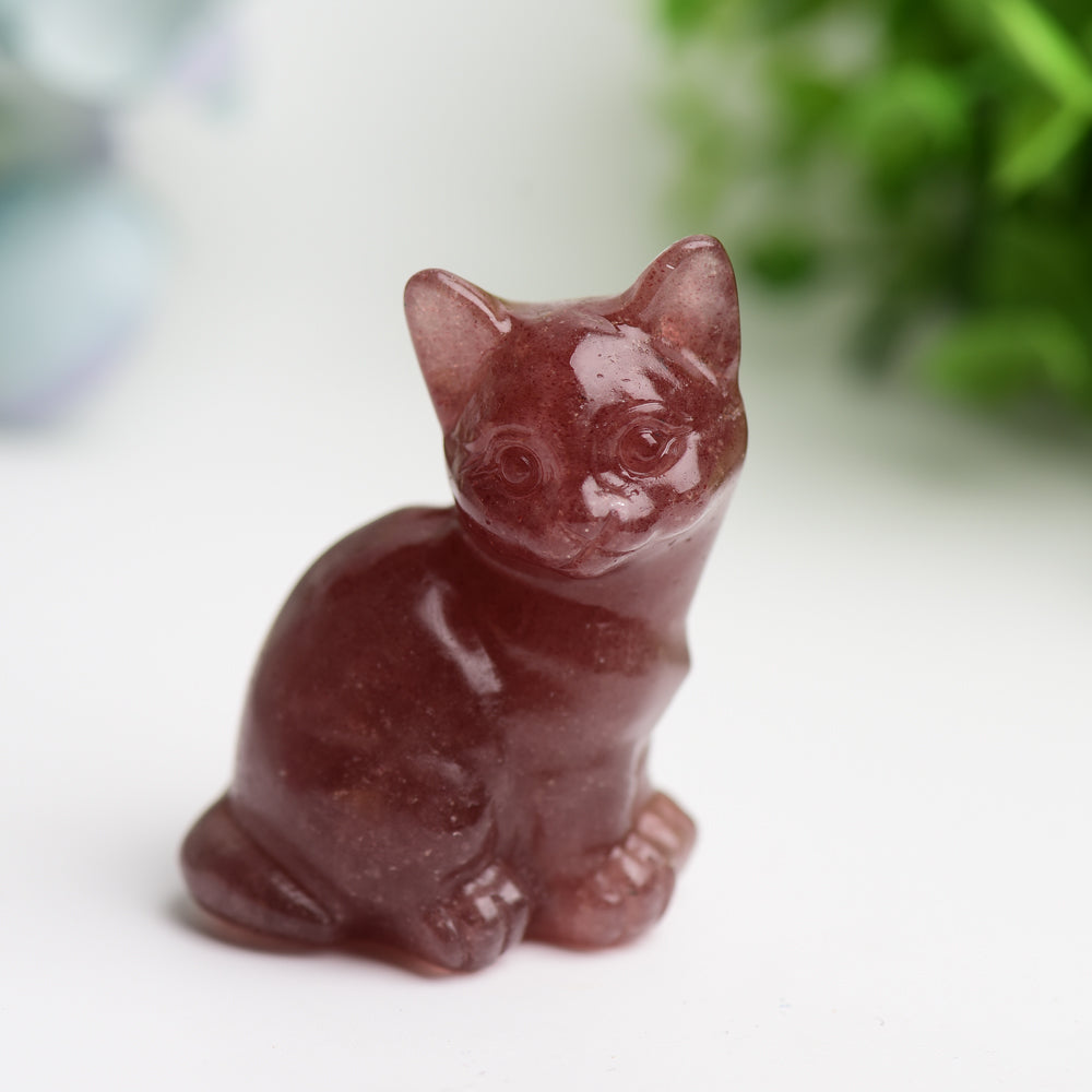 2.0"-2.3" Mixed Crystal Cat Carvings for Healing & Decor