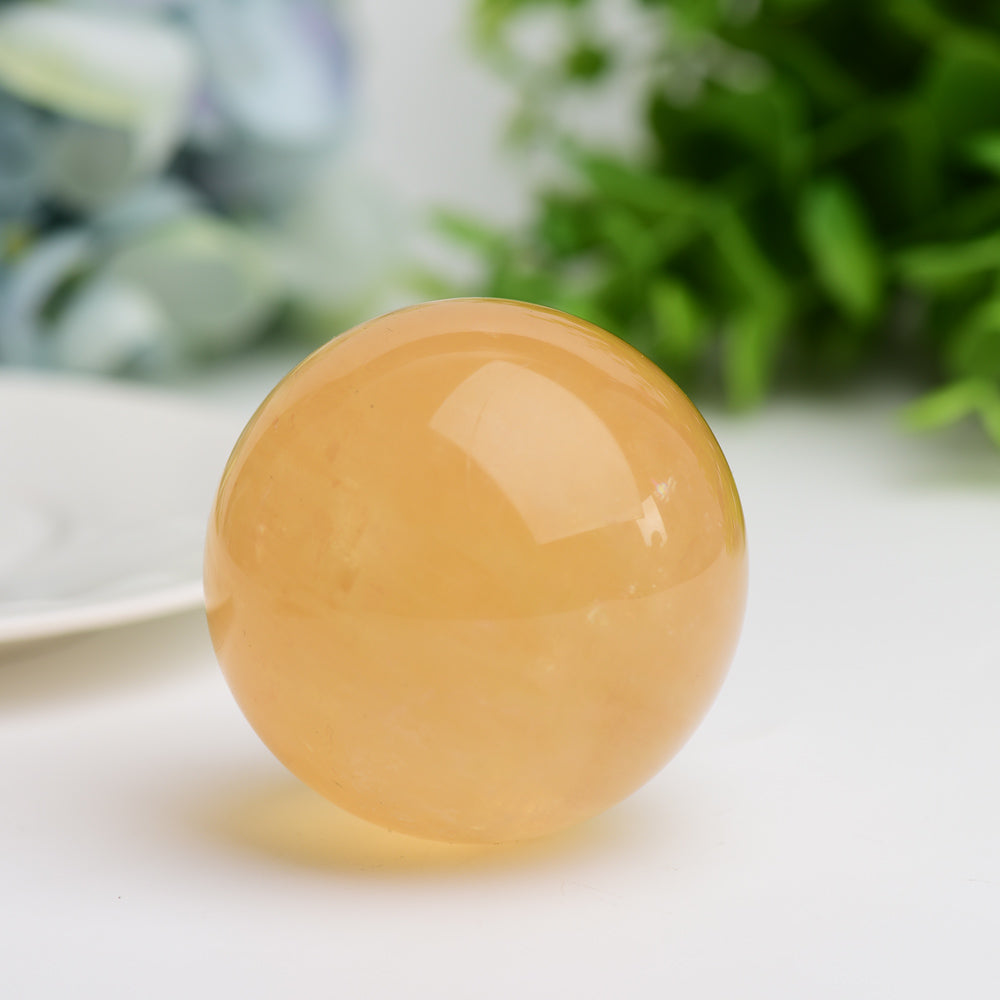 2.0-2.4 inch Honey Calcite Crystal Sphere for Energy Healing