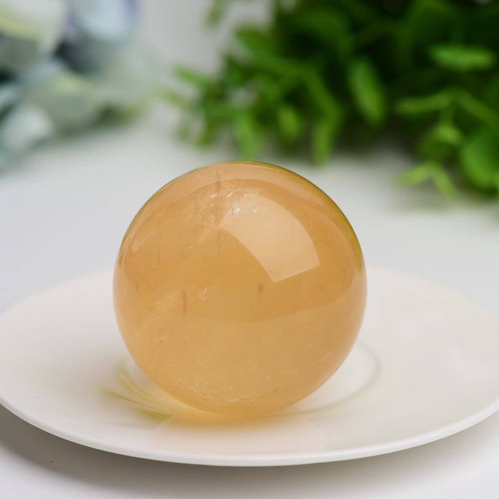 2.0-2.4 inch Honey Calcite Crystal Sphere for Energy Healing