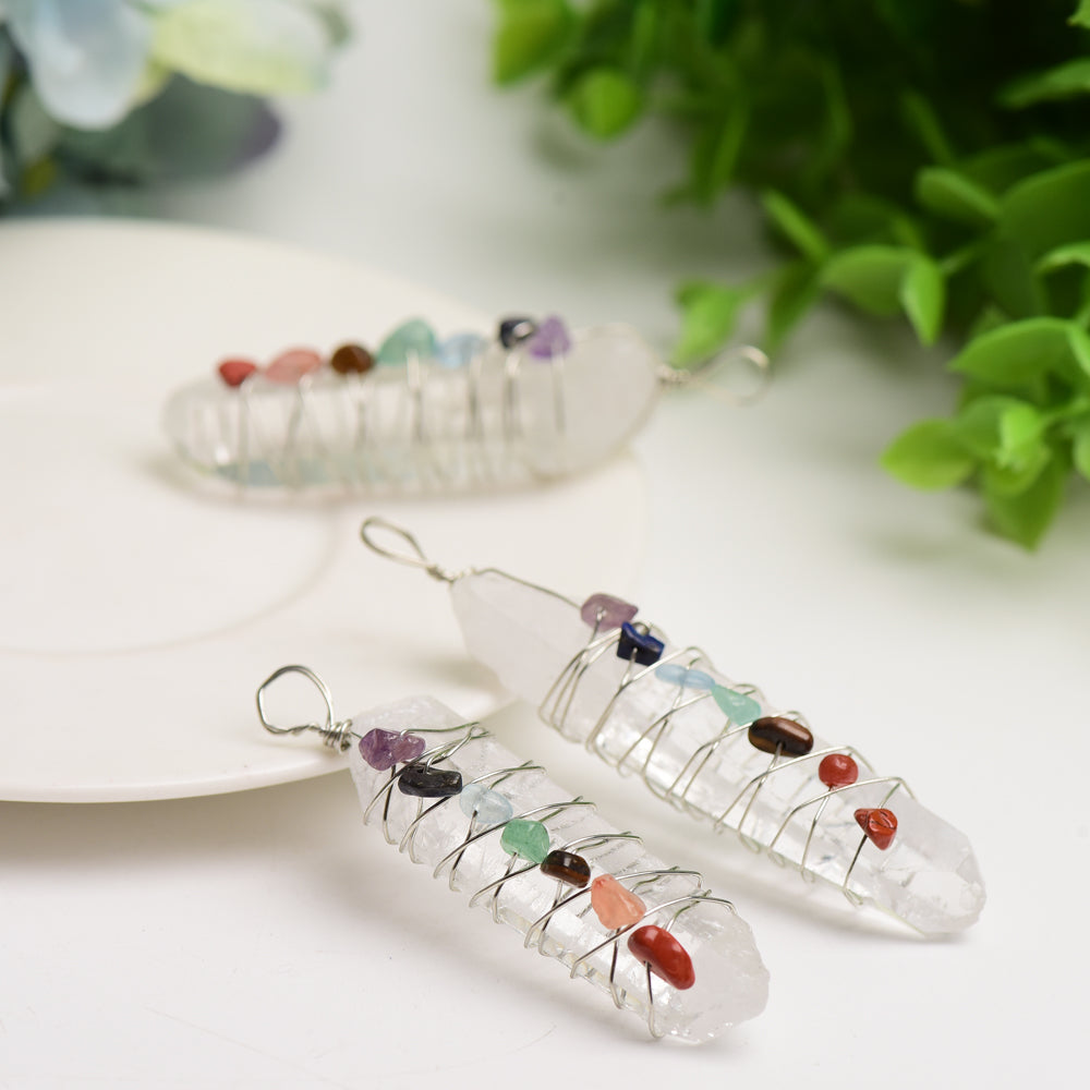 2.0-2.4 Inch Selenite Chakra Pendant Spiritual Healing Necklace