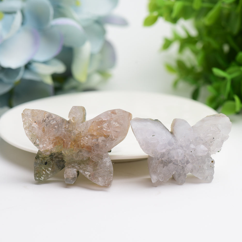 2.0-2.5" Clear Quartz Butterfly Crystal Figurine Carving