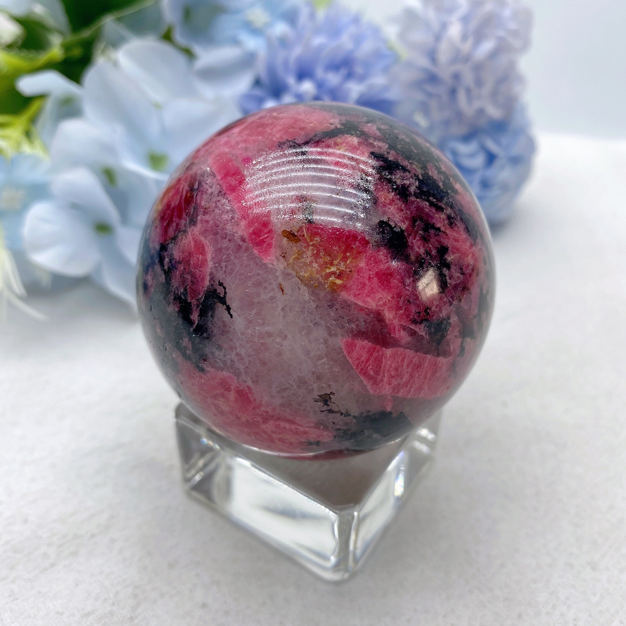 2.0-4.0" Rhodonite Crystal Sphere for Healing and Energy Balance