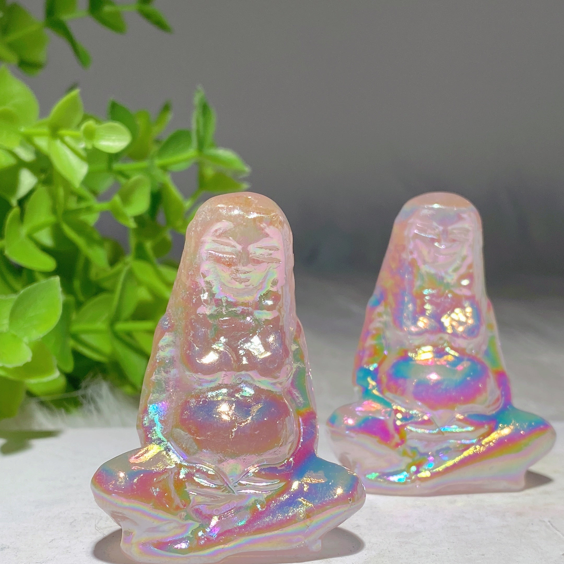2.0" Aura Rose Quartz Fairy & Mother of Earth Figurines