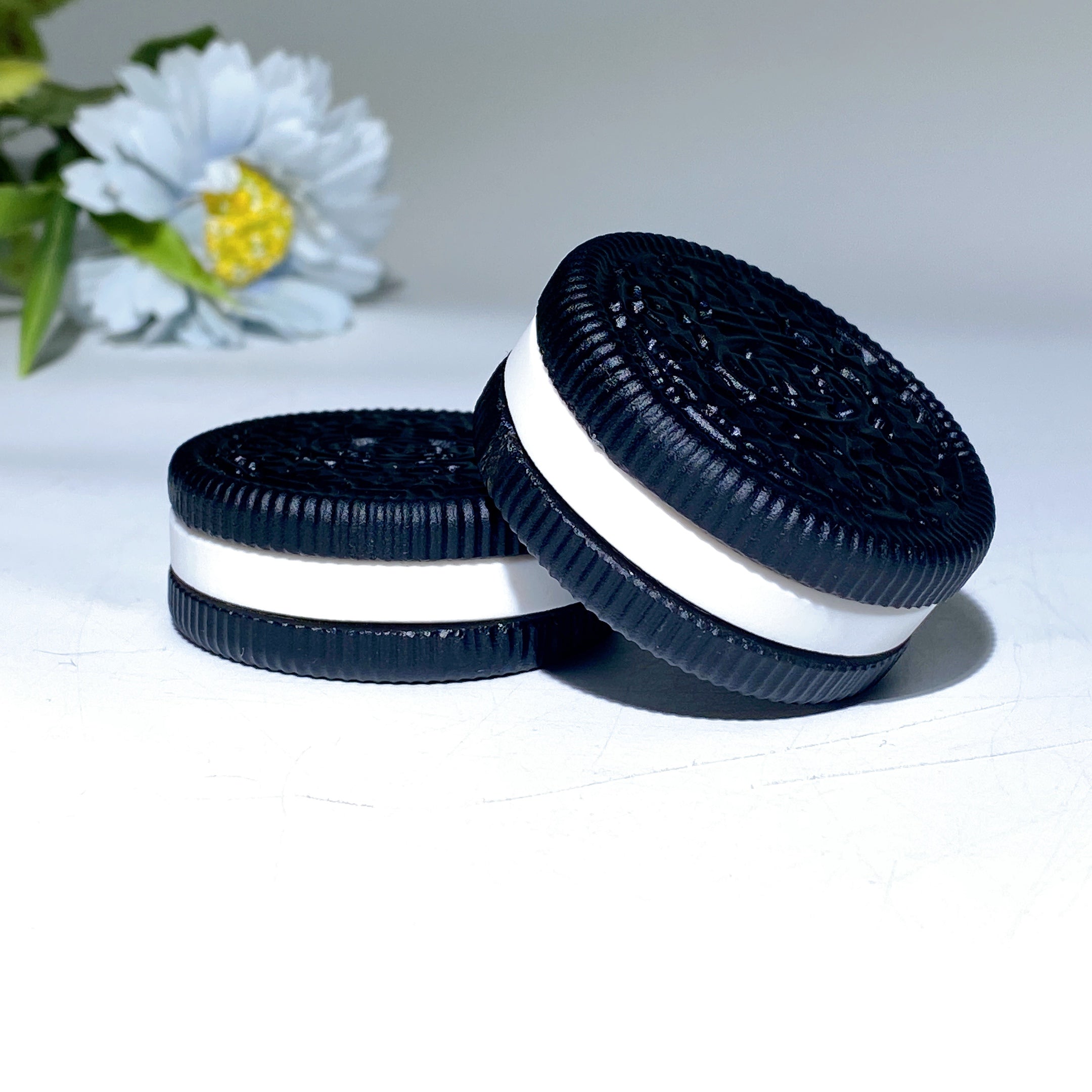 2.0 inch Black Obsidian White Jade Oreo Crystal Figurine