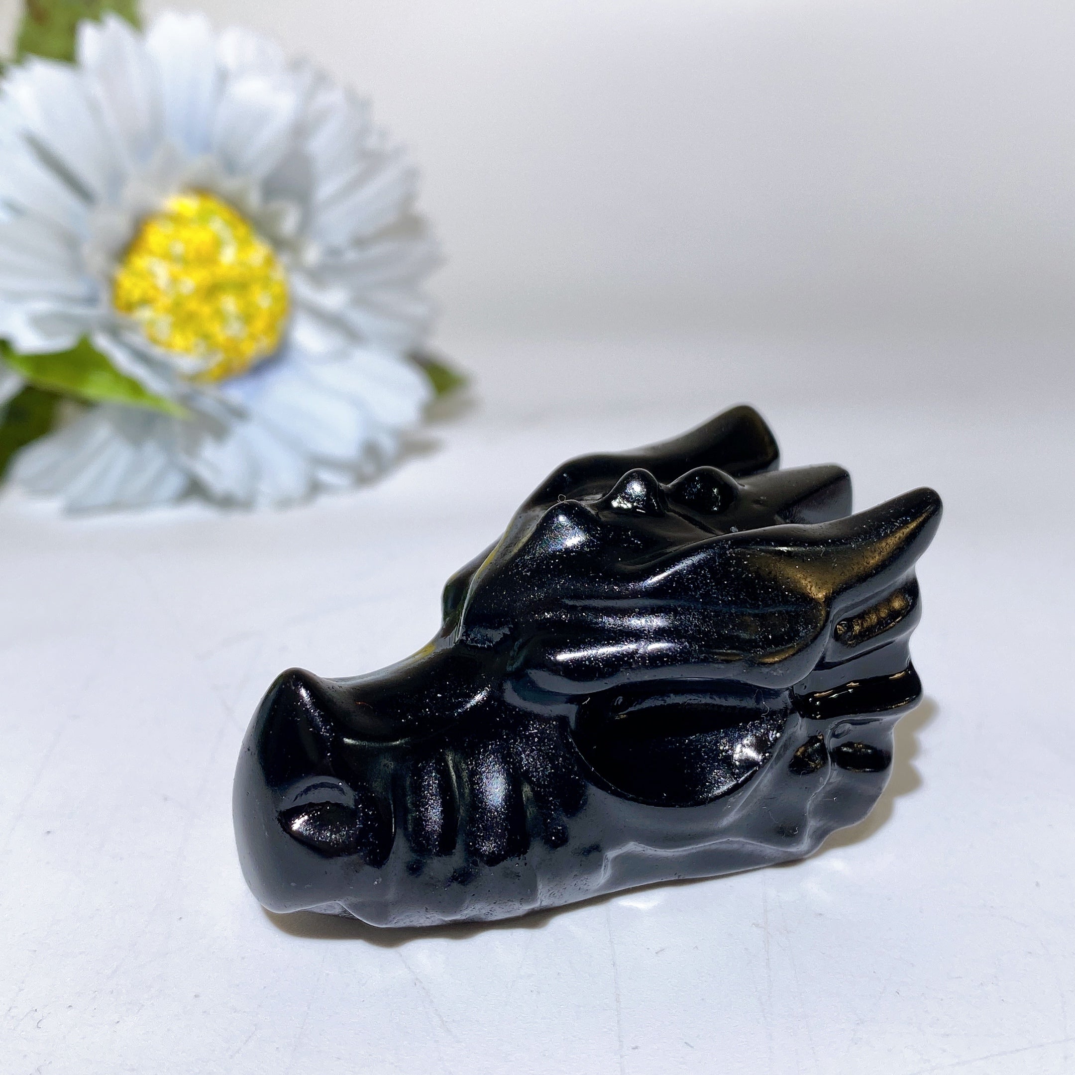 2.0 Inch Crystal Dragon Head Carvings Healing Figurines