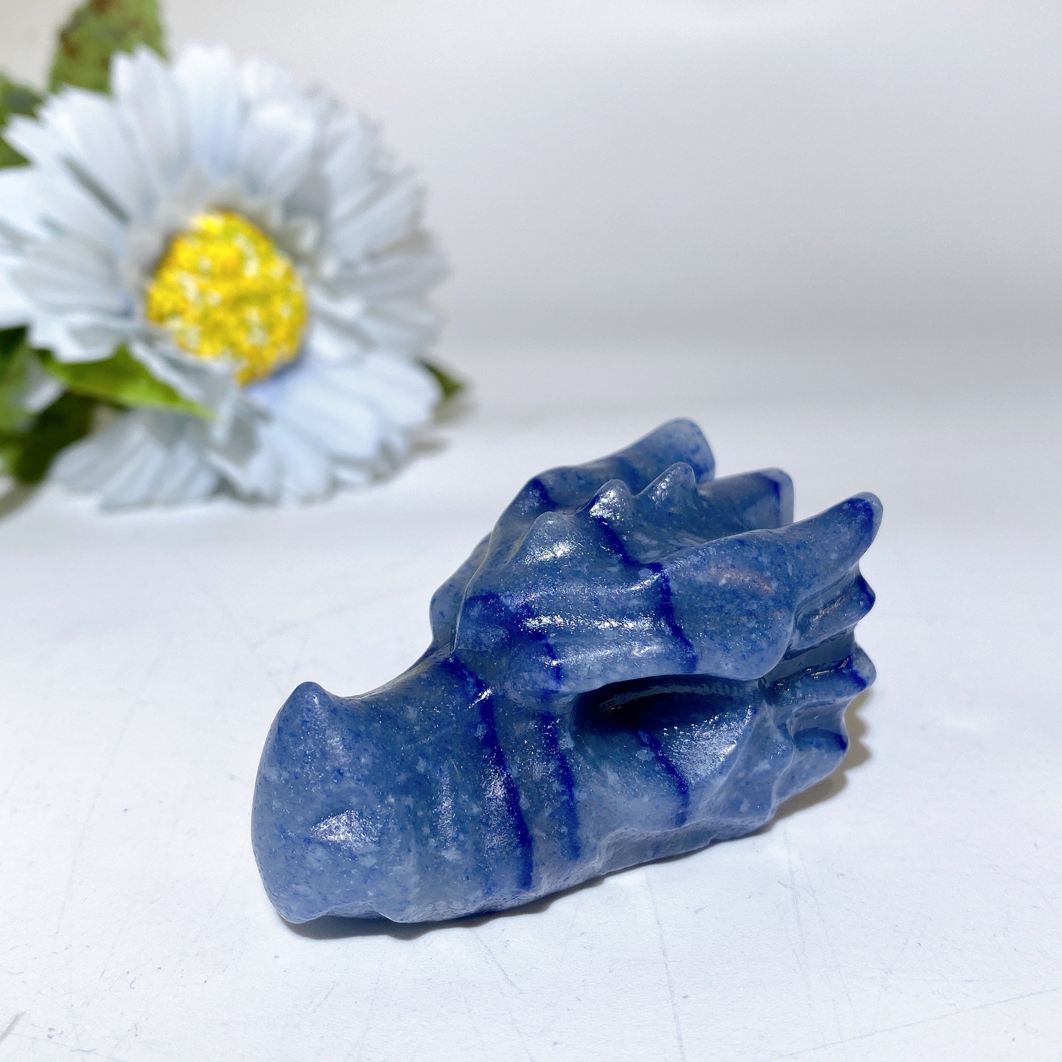 2.0 Inch Crystal Dragon Head Carvings Healing Figurines