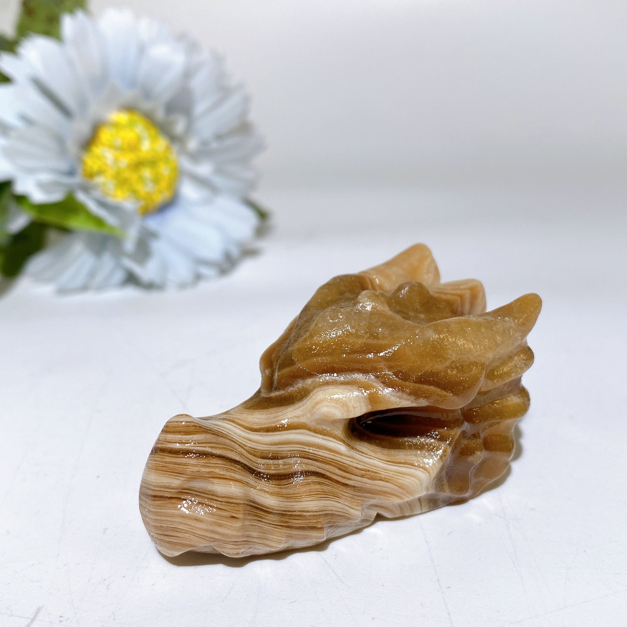 2.0 Inch Crystal Dragon Head Carvings Healing Figurines