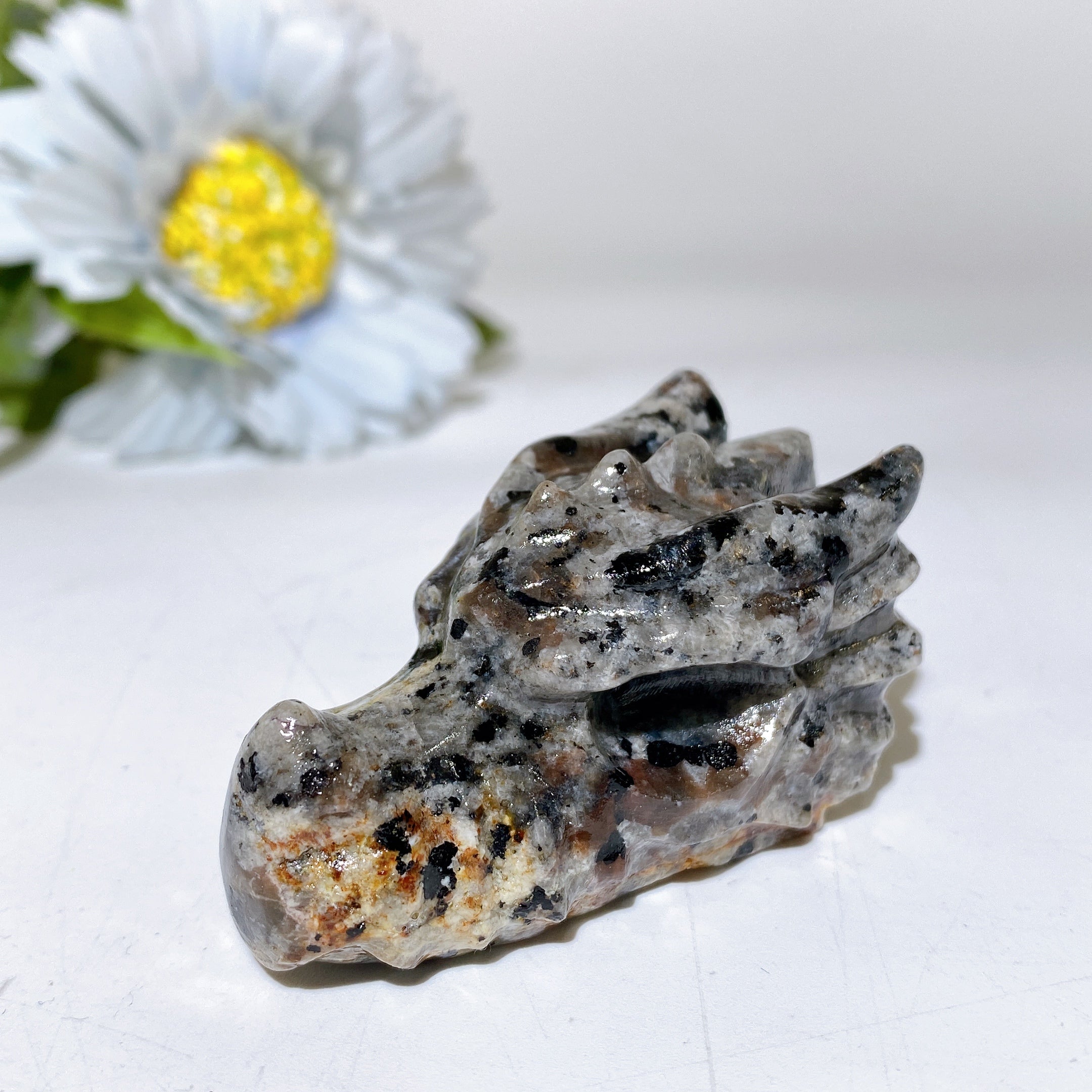 2.0 Inch Crystal Dragon Head Carvings Healing Figurines