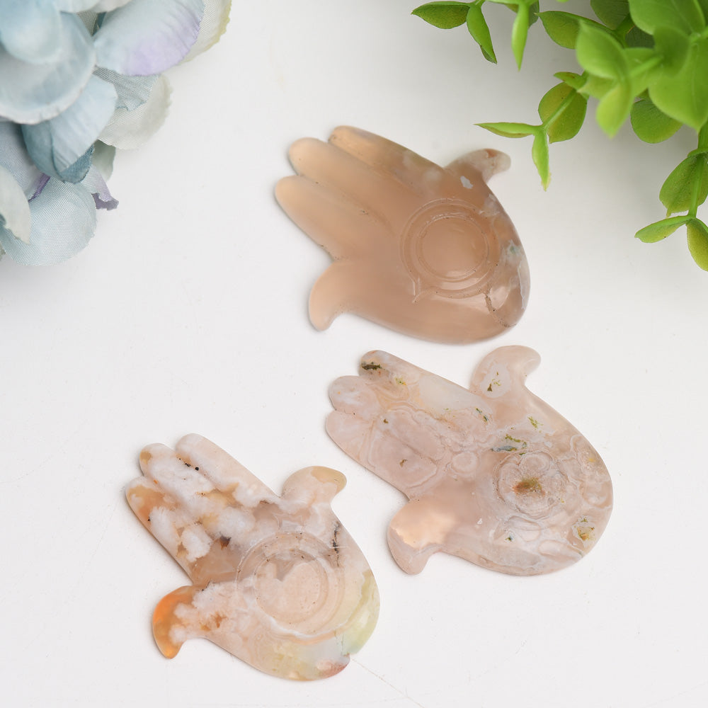 2.0-Inch Flower Agate Hand Crystal Figurine