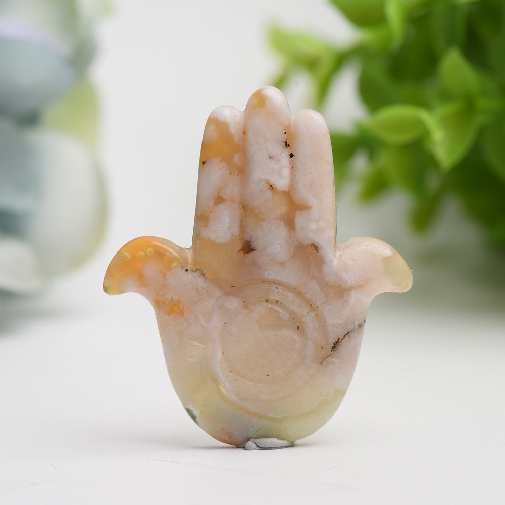 2.0-Inch Flower Agate Hand Crystal Figurine