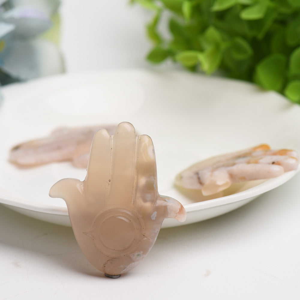 2.0-Inch Flower Agate Hand Crystal Figurine