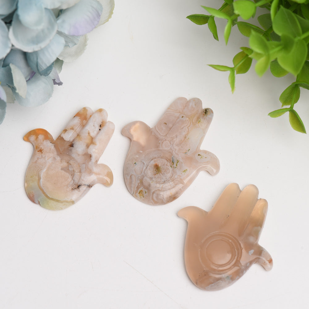 2.0-Inch Flower Agate Hand Crystal Figurine