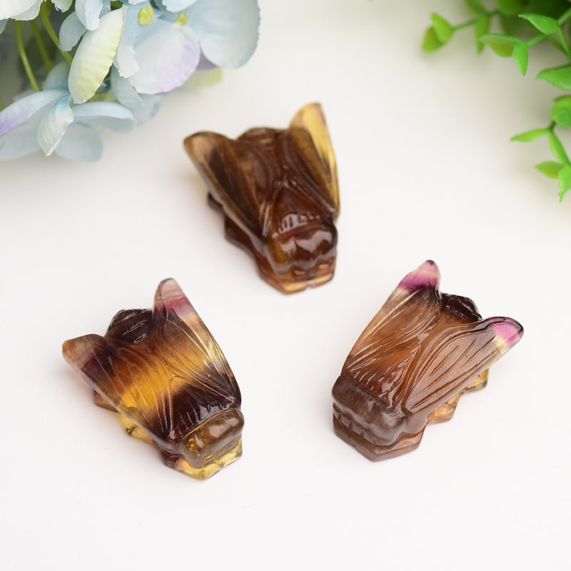 2.0 inch Fluorite Cicada Crystal Carving Figurine