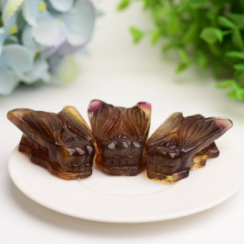 2.0 inch Fluorite Cicada Crystal Carving Figurine