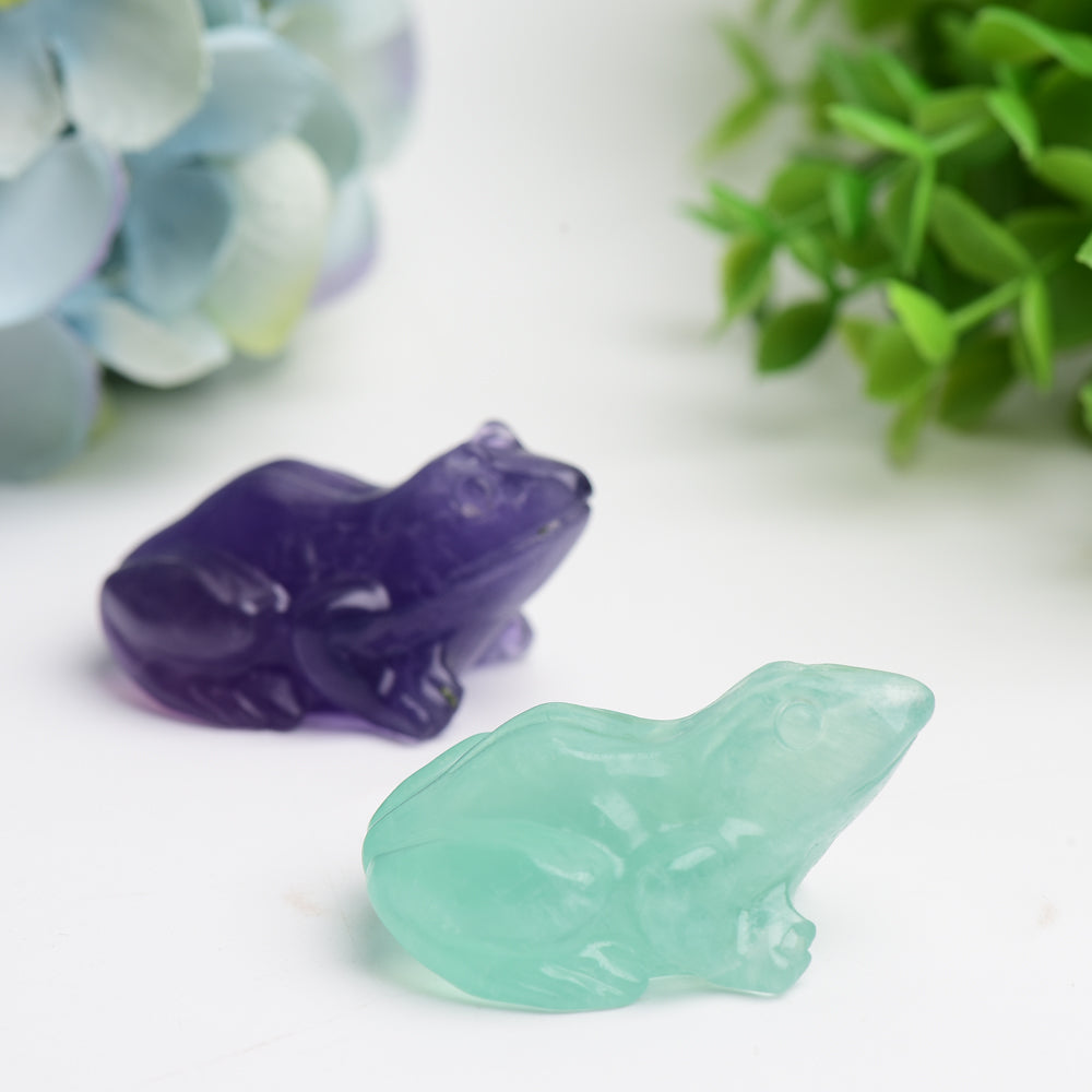 2.0 Inch Fluorite Crystal Frog Figurine for Healing
