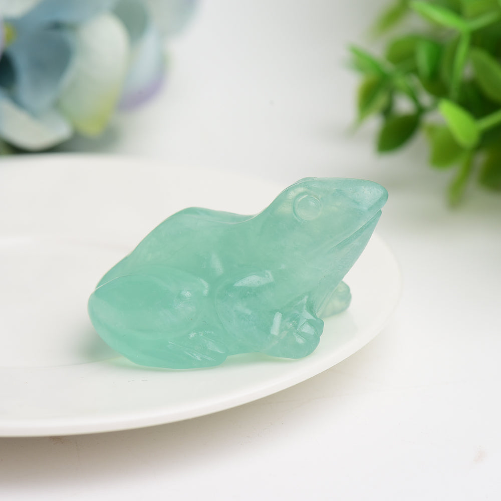 2.0 Inch Fluorite Crystal Frog Figurine for Healing