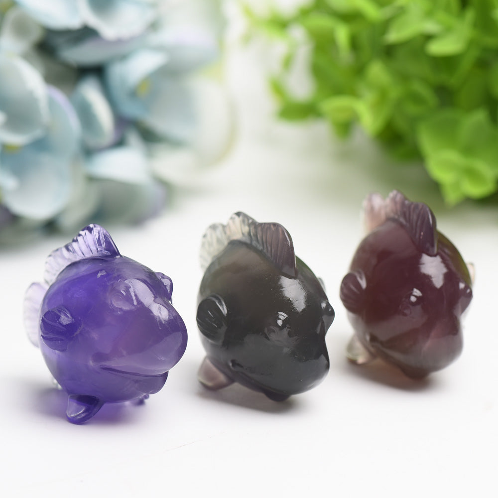 2.0 inch Fluorite Fish Crystal Carving for Healing