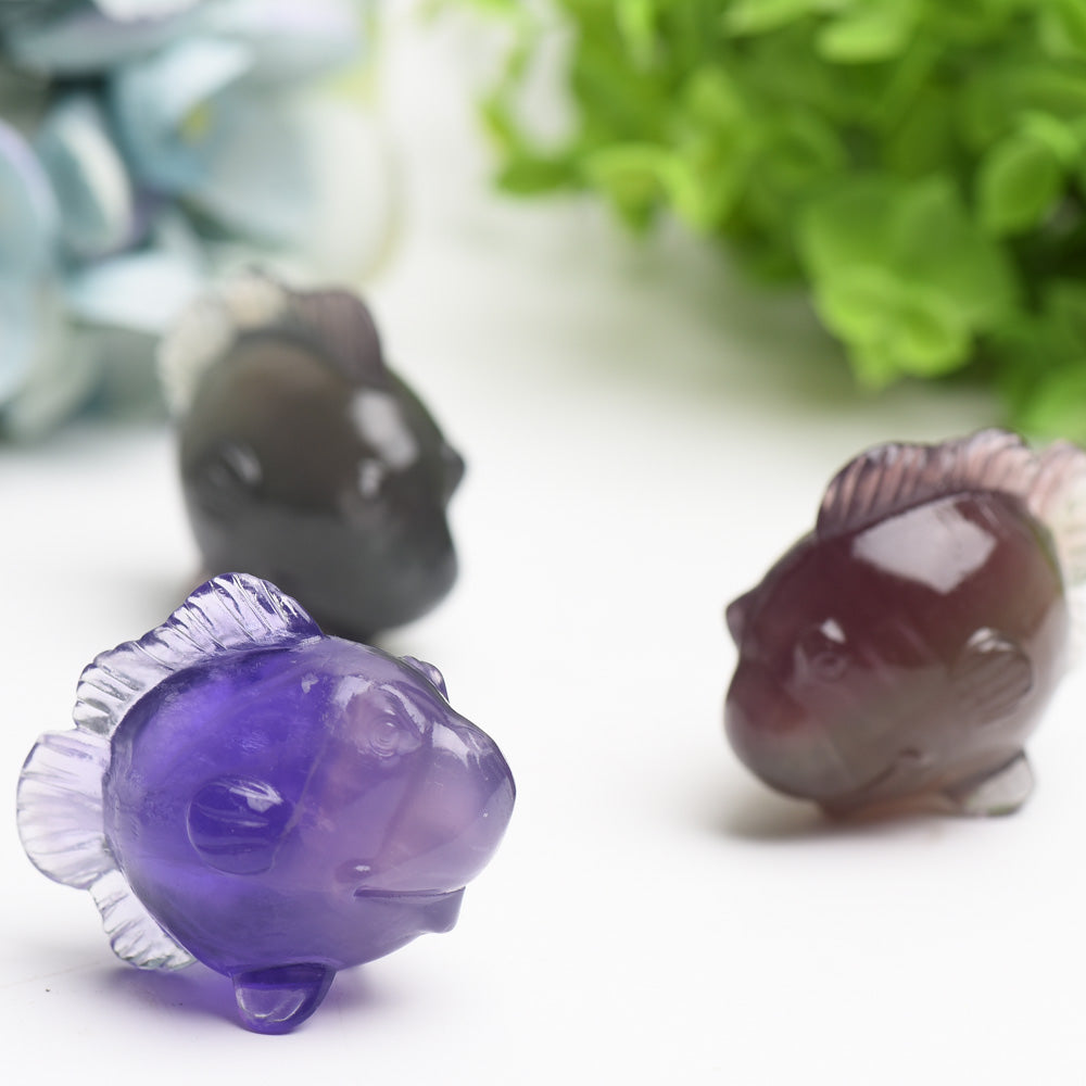 2.0 inch Fluorite Fish Crystal Carving for Healing