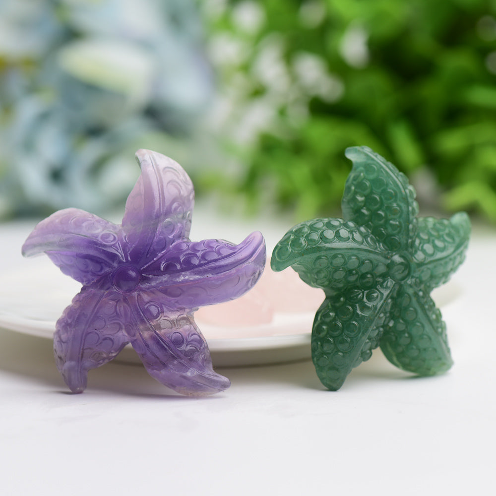 2.0 Inch Fluorite Sea Star Crystal Carving for Healing
